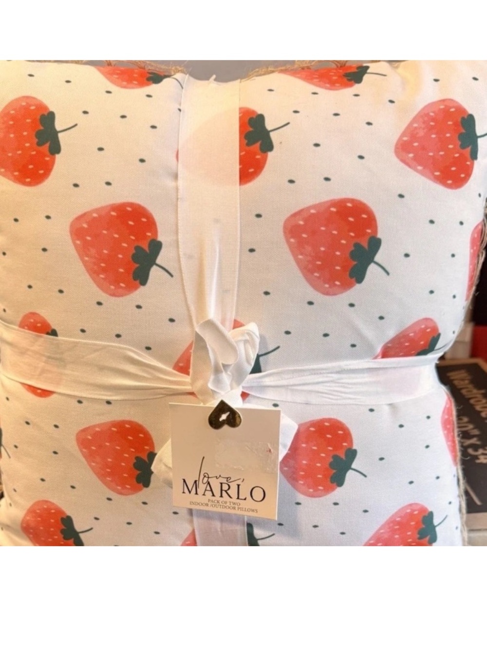 2 NWT Love Marlo Decorative Indoor Outdoor Pillows Strawberry Cottagecore